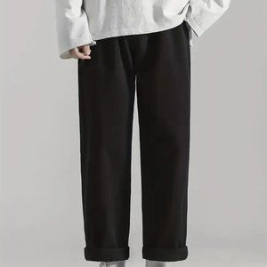 Solid Men's Straight Leg Cargo Pants, Loose Casual Outdoor Pants